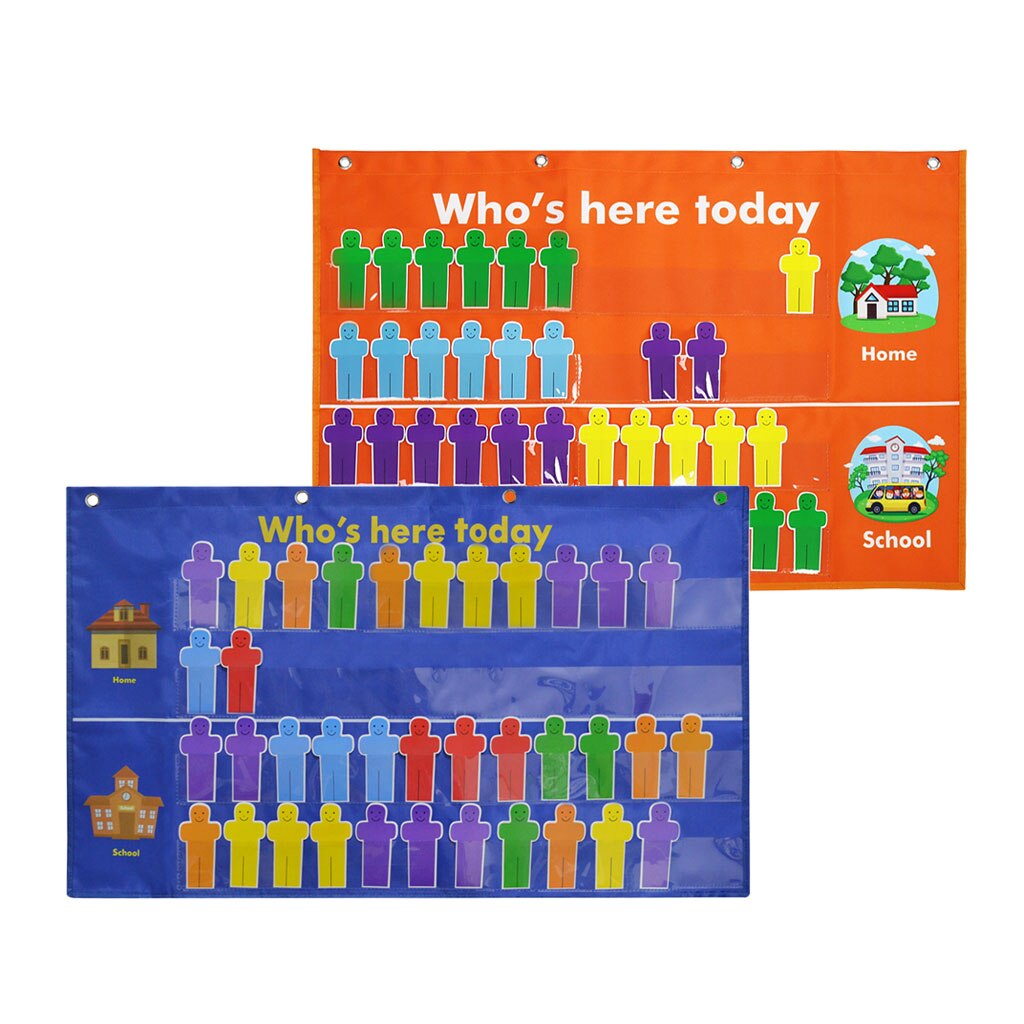 Attendance Pocket Chart Classroom Pocket Chart Sign in Hanging Bag Visual Pocket Who Is Here Today for Teacher