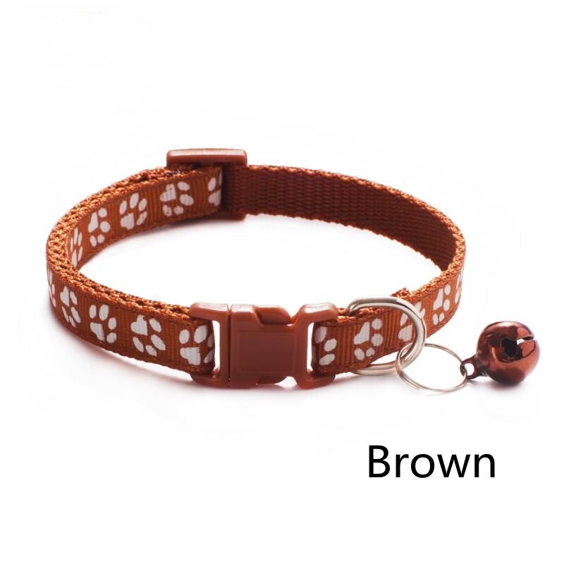 Collier avec clochette pour animal de compagnie,accessoire coloré pour chat, avec boucle réglable, sangle pour chats et petits chiens, Chihuahua: Brown