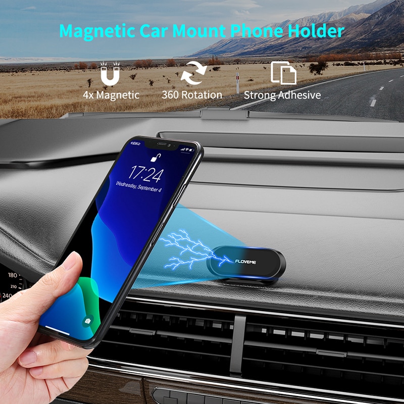 FLOVEME 360 Rotatable Magnetic Car Phone Holder Mini Sticky Strip For Redmi Note 8 Pro Redmi 9A 8A Magnet Car Stand Phone Holder