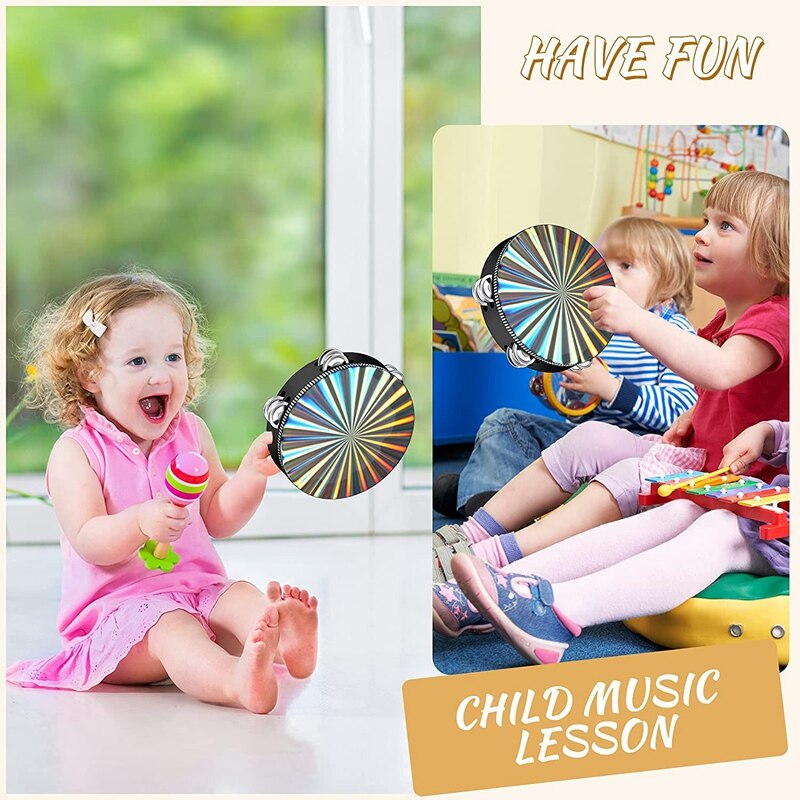 6/8/10 Inch Radiant Double Row Tambourines Musical Instrument Hand Drum Percussion Musical Instrument For Church Party