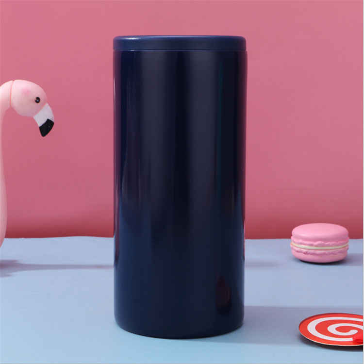 12oz Vacuum Beer Thermos Double Wall Outdoor Cold-Keeping Juice Cola Cans Bottle 304 Stainless Steel Beer Cooler Cups: Navy