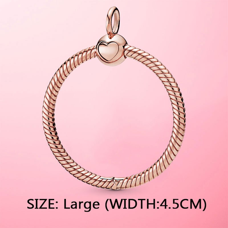2020 nowy 925 srebro chwile małe Pave O wisiorek Charm fit oryginalny naszyjnik Pandora DIY paciorki biżuteria: ROSE GOLD-L 4.5cm