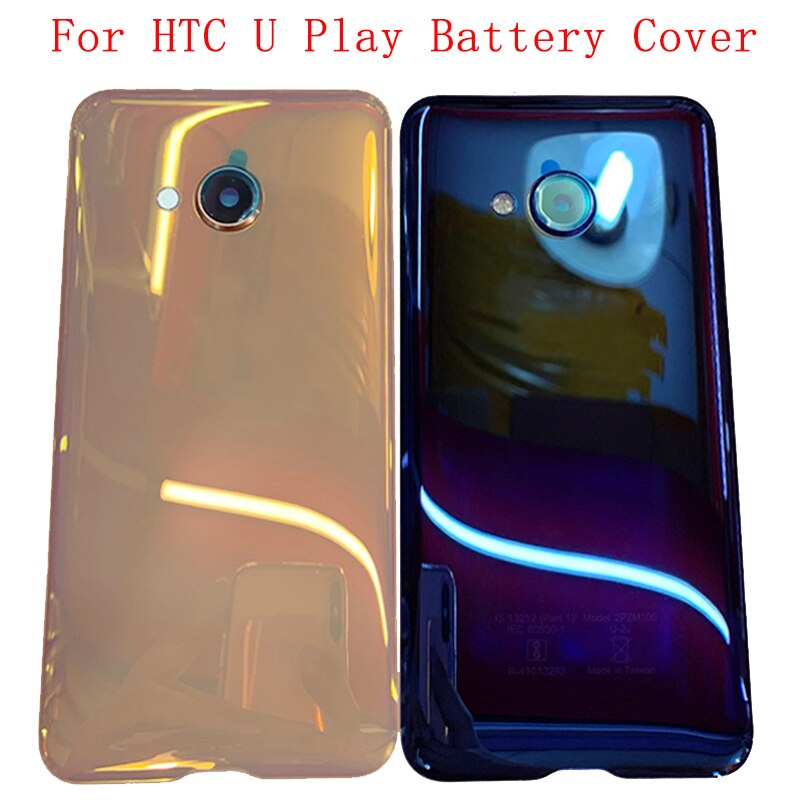 Battery Cover Rear Door With Camera Lens+Flash Light+Logo For HTC U Play Back Glass Cover Replacement
