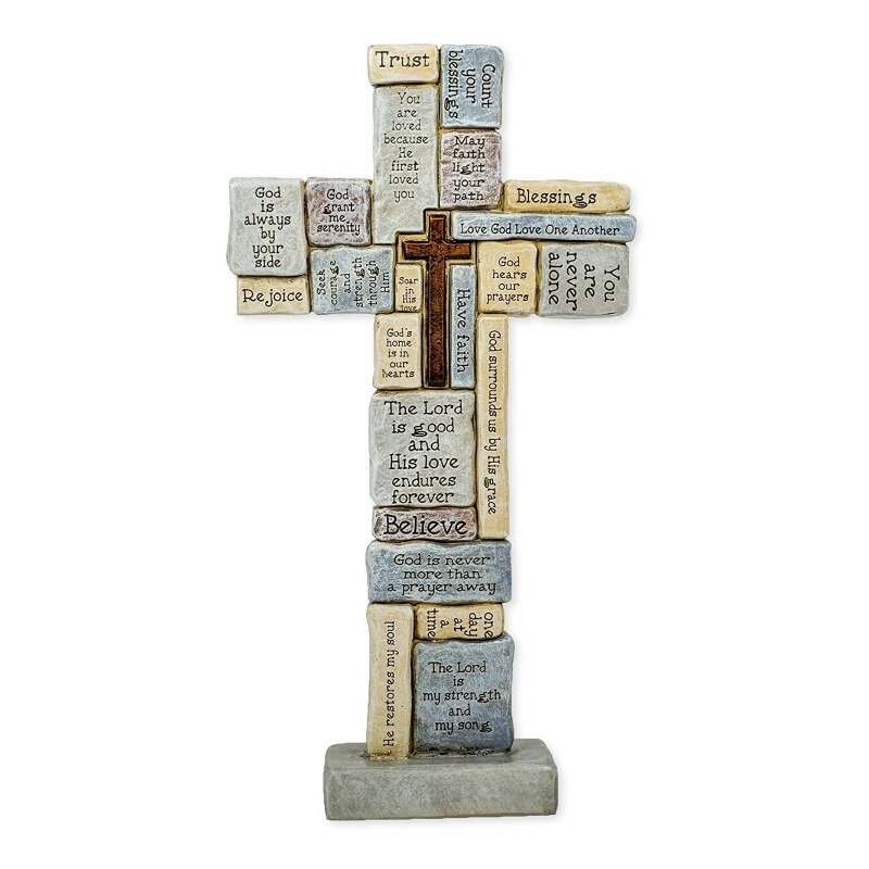 50LB Inspirational Hars Kruis Beeldje Mini Gebed Standbeeld Christian Katholieke Ornament Voor Thuis Yoga Room Kerk Decoratie