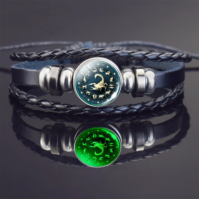 Scorpion Armband Schorpioen Sieraden Lichtgevende Schorpioen Sterrenbeeld Gevlochten Lederen Armband: style 3