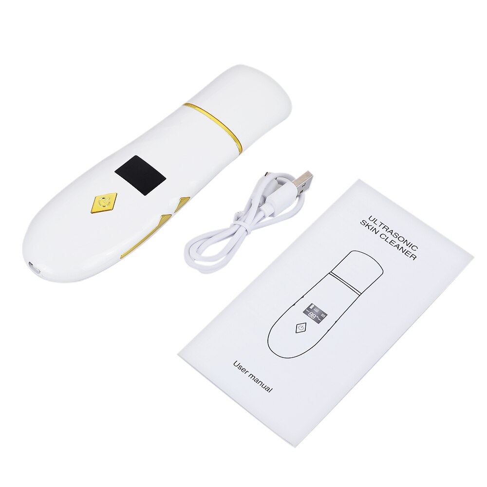 Ultrasone Huid Scrubber Warmer Gezichtsreiniger Vuil Mee-eter Verwijderen Verminderen Rimpels Vlekken Gezicht Whitening Lifting Machine: White without Box