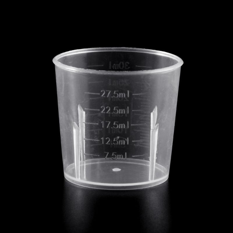 1 Set / 10 Pcs Laboratory Bottle Lab Test Measuring 30ml Container Cups with Cap Plastic Liquid Measuring Cups