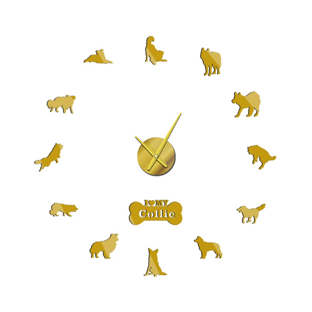 Grenze Schottischen Schäferhund Hund Schäfer Collie Selbst Klebe DIY 3D Wanduhr Kunst Schottischen Wohnheim Zimmer Dekor Mann Chef