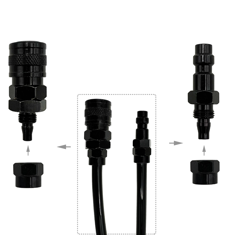 HPA (US Foster) 23-2 Male / 2302 Female Quick Disconnect QD Push-In Plug Fitting to 6MM - 6.35MM OD Hose For Pneumatic Tools