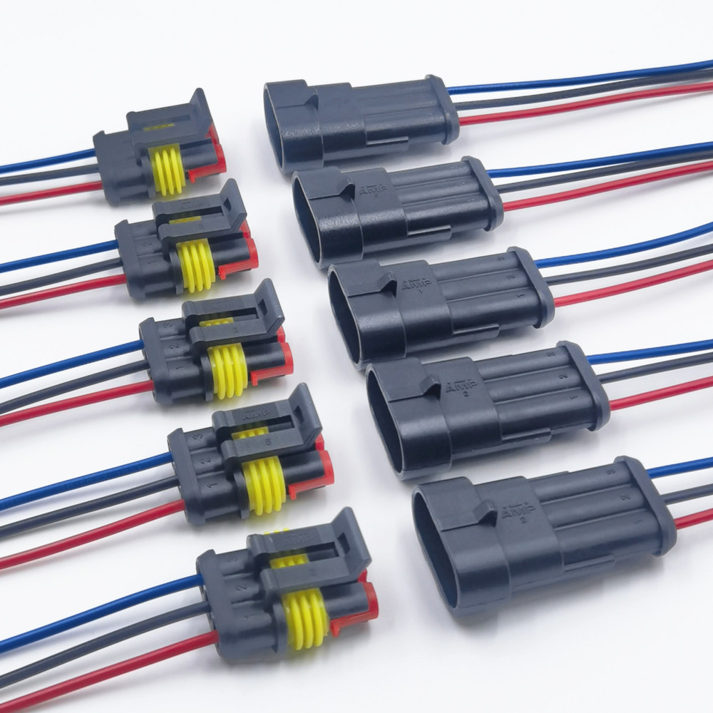 1/2/3/4 -polig vattentät kontakt, elektrisk terminal snabbkontakt , 10 st / 5 set, med kabel, lämplig för bilar, fartyg etc.: Lavendel-