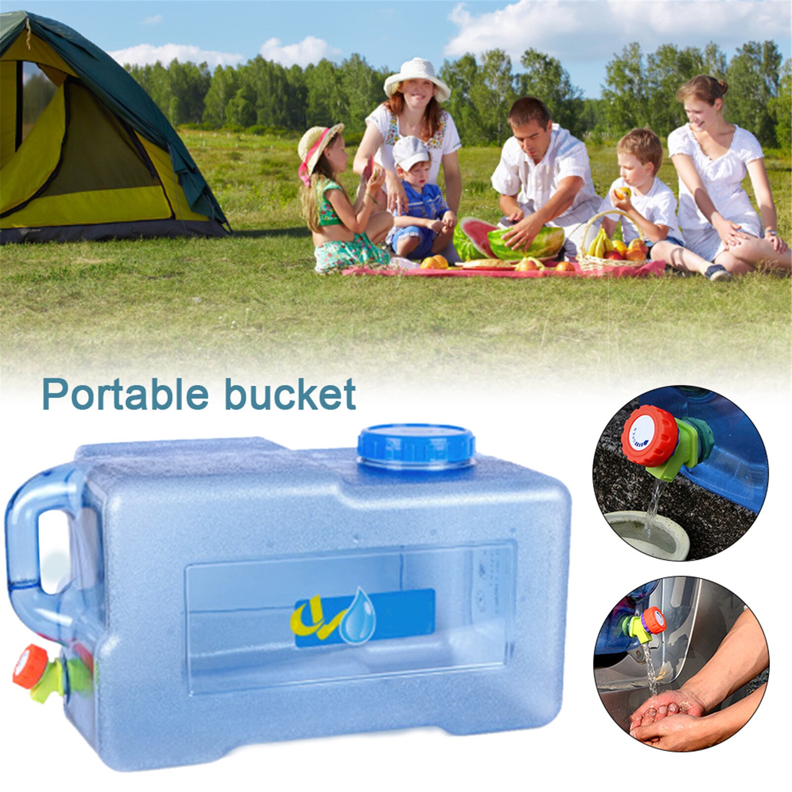 25L Vierkante Pc Auto Emmer Verdikte Met Kraan Zelf Rijden Auto Draagbare Emmer Outdoor Camping Water Carrier Juiste