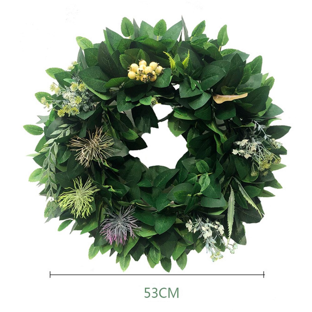Kunstplanten rotan ring olijftak krans fruitblad slinger decoratie voor thuis bruiloft doe-het-zelf groene blad bloemen ring: Fluorescentie geel