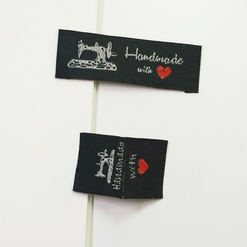 clothes Bags Woven Labels DIY Scrapbooking Craft Rectangle Heart Pattern handmade with love labels
