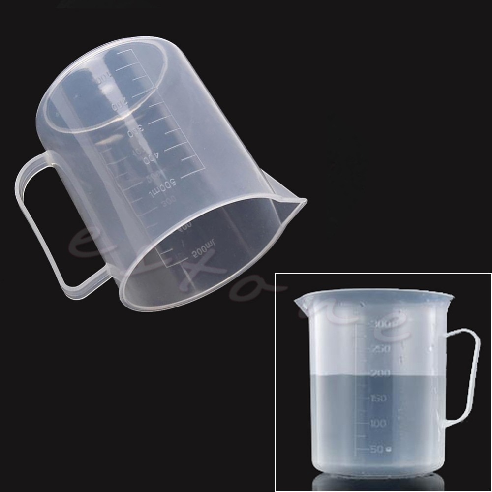 Kitchen Laboratory Test Tool Plastic Graduated Measuring Beaker Cup 500mL