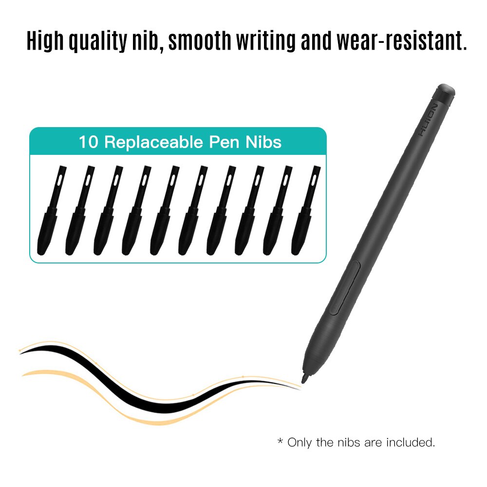 Huion PN04 10pcs Replacement Nibs Pen Tips Compatible with PW100/PW201 Graphics Drawing Tablet Stylus Black