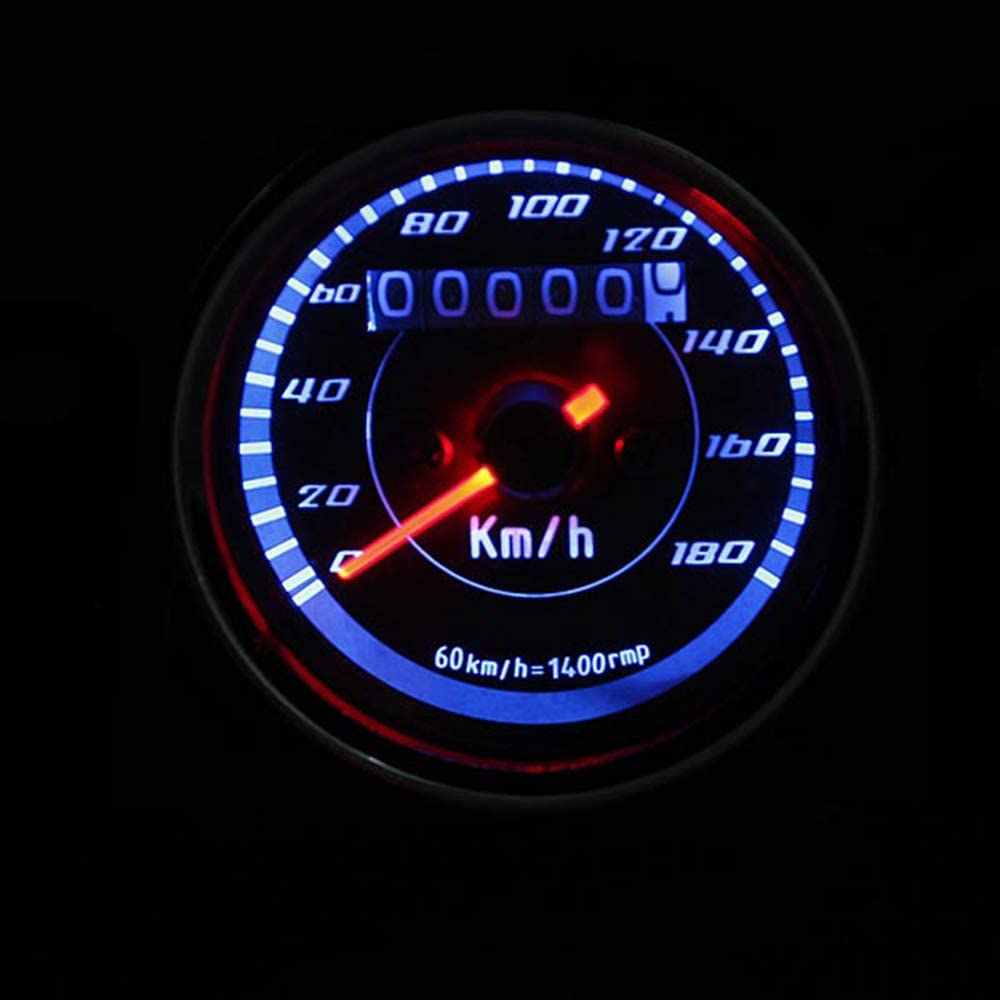 Universele Motorfiets Snelheidsmeter Dubbele Kleur Led Licht Kilometerstand Meter Gauge Mijl Voor Cafe Racer Motor