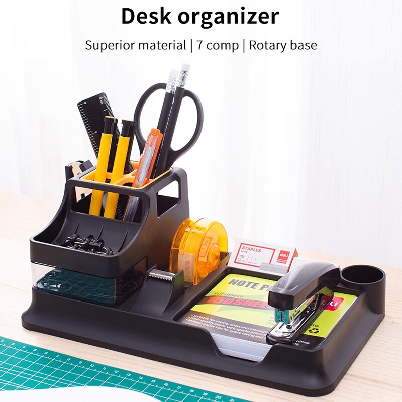 For Deli 38252A Desktop Organizer Office Storage Set 17 Piece Set Black