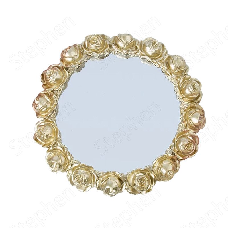 Pozłacane rozety lustro tace dekoracyjne nordycki luksusowe biżuteria kosmetyczne taca wystawiennicza kute szklane deser ciasto talerze