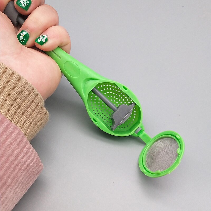 Teinfuser inbyggd kolv hälsosam intensiv smak återanvändbar tepåse plast te- och kaffesil mått swirl stir  c1119 c