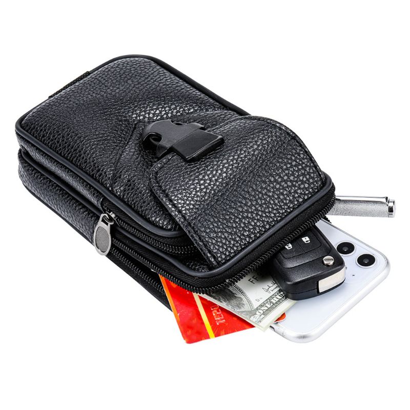 Vintage Pu Lederen Heuptas Riem Loop Holster Carry Phone Pouch Wallet Case D0LF