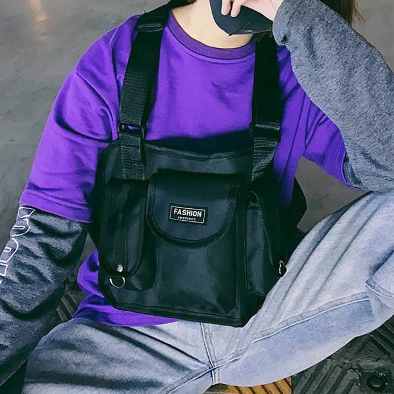 Chest Waist Bag Front Hip Hop Streetwear Chest Bag Cross Shoulder Bags
