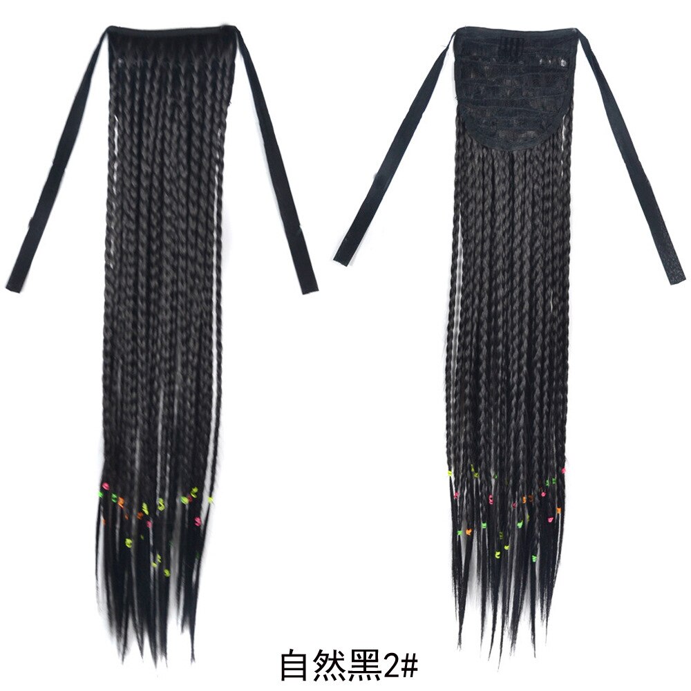 ZM hand made ombre braiding hair pony tail black and brown hair pieces for women braid ponytail extension
