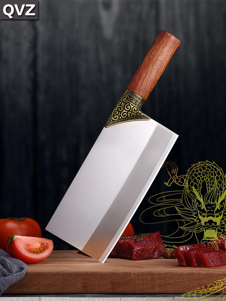 Cleaver Knife Kitchen Chef Knife Stainless Steel Razor Sharp Slicing Knife Meat Chopping Knife Wood Handle Chinese Kitchen Knife: Default Title