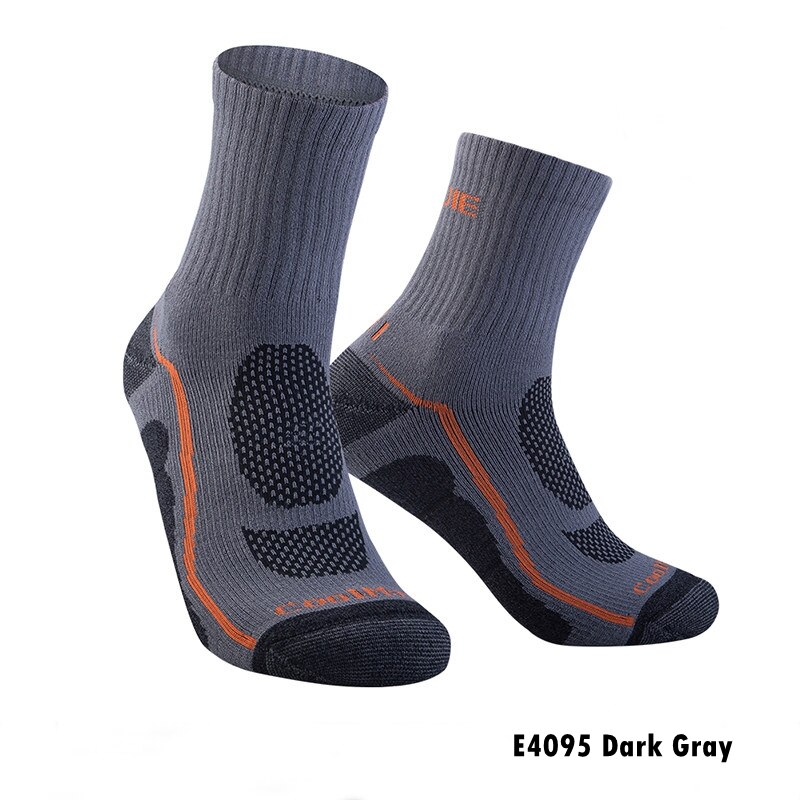 AONIJIE Männer Sport Socken 1 Paar Schnell Trocknend Atmungsaktive Lauf Radfahren Ausbildung Kissen Viertel Kompression Socken: E4095 Dark Gray / M