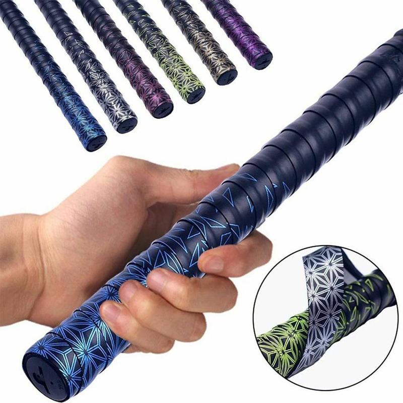 Gradient Colorful Fishing Rod Wrapped with Strap Sweatband Anti-Slip Printed Elastic Sweat Band Badminton Racket Grip Tape