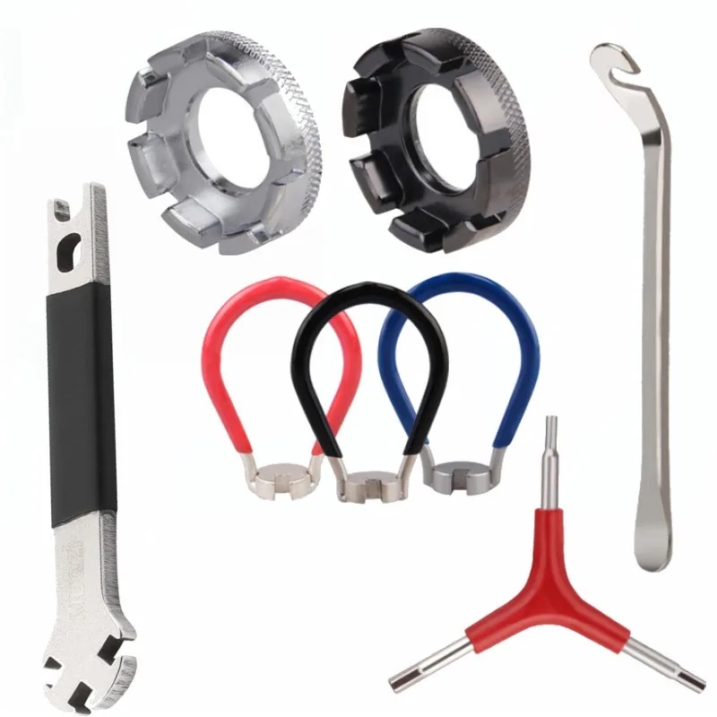 Steel Wire Wrench Spoke Tire Repair Tool Set Universal 8 Port Wheel Disassembly Chain Bike Maintenance Kit
