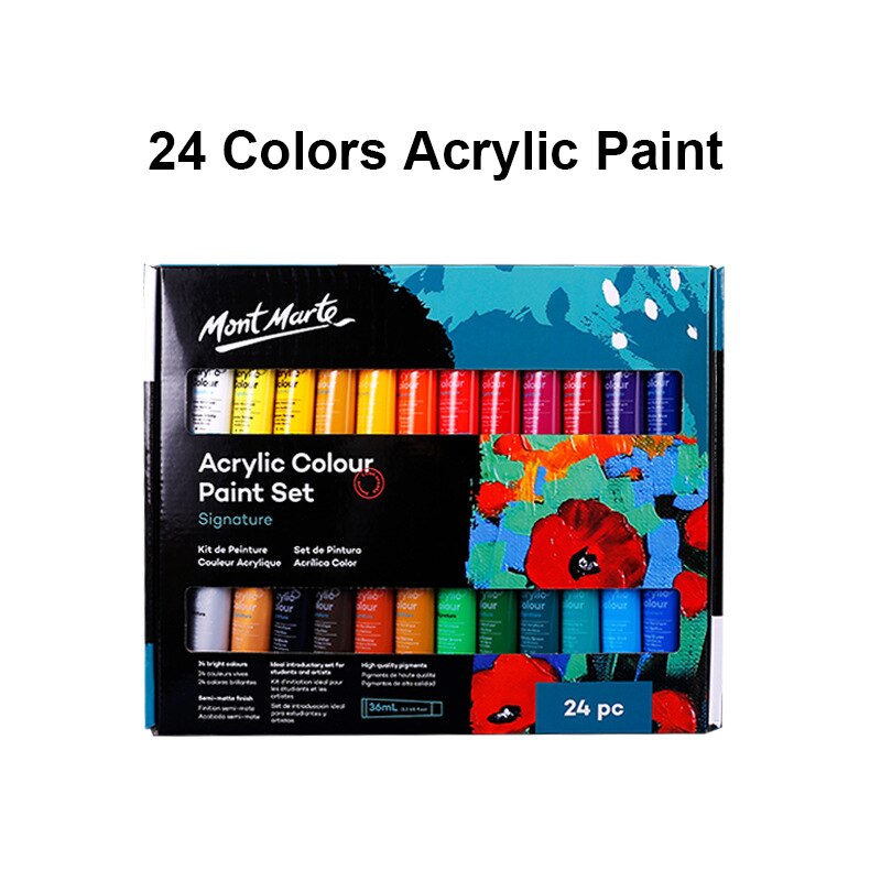 12/18/24/36 Colors 36ml Acrylic Paint Set Metallic Perfect for Canvas Wood Fabric Leather Cardboard Paper MDF Crafts: Acrylic 24 Color