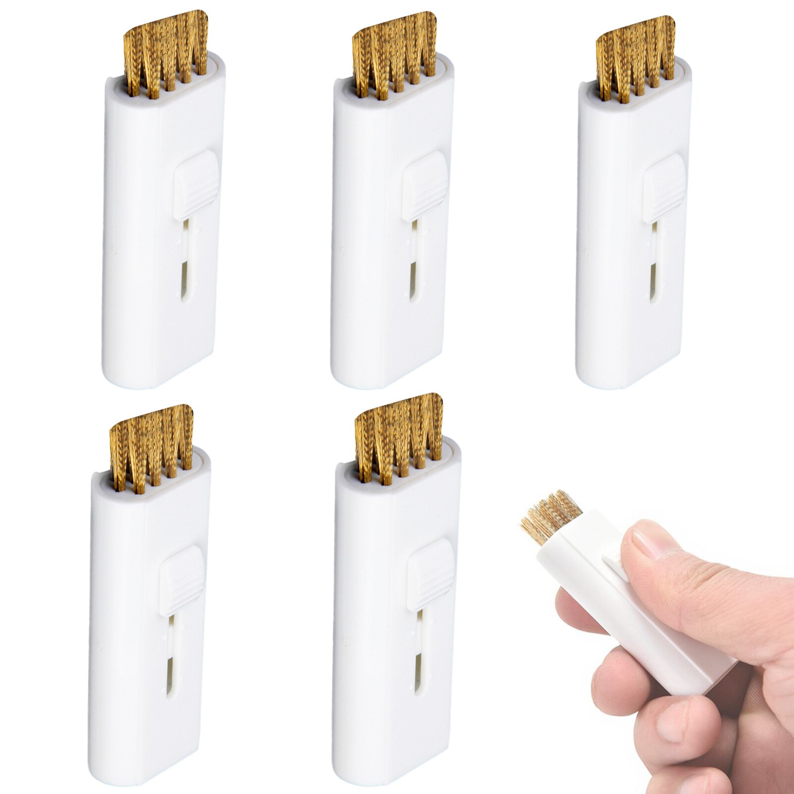 Portable Golf Club Brush Groove Cleaner Mini Pocket Retractable Cleaning Tool Dual Side Wire Bristle for Irons Shoes: 5 Pcs