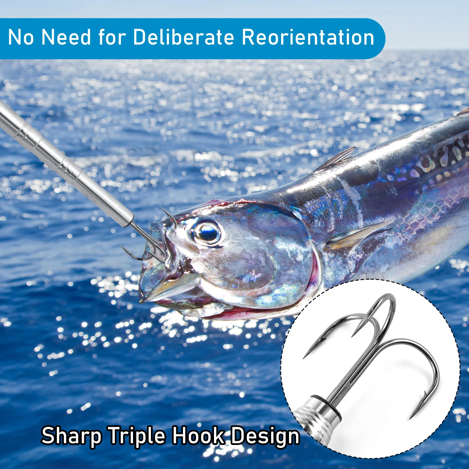 Telescopic Fishing Gaff Stainless Steel Triple Hook Sea Fishing Spear Telescoping Pole with Hook Boat Ice Fishing Squid Gaff