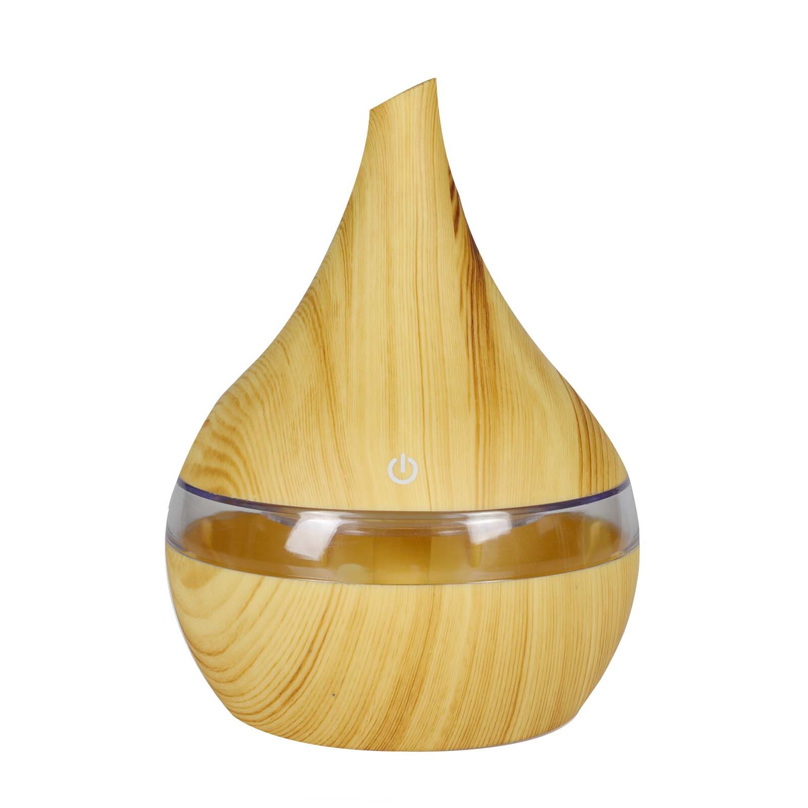 Humidificador eléctrico de aceites esenciales, difusor ultrasónico de grano de madera, minigenerador de niebla con USB, luz LED para: B