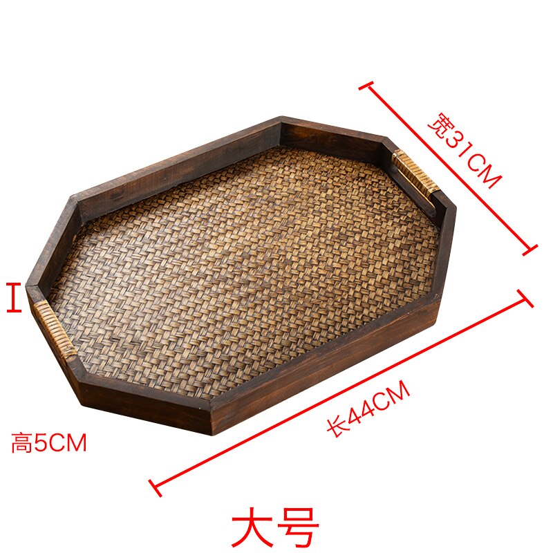 Whyou 1Pcs Hout Zuidoost-azi Ë Theewaar Cup Opslag Plaat Lade Vintage Spa Tafel Decor Woninginrichting Ornamenten Kantoor Essentiële: L about 44cm