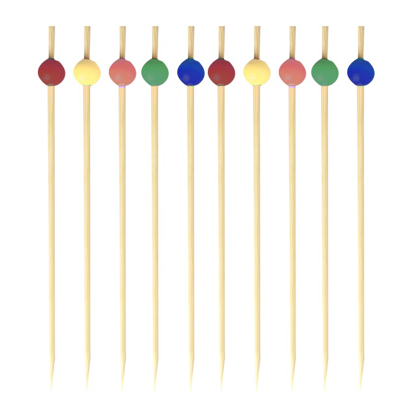 100 stk 12cm jordbærformede fruktspyd bambusspyd cocktail dessert gaffel tre frukt forrett tannpirker perle frukt: Perleformen