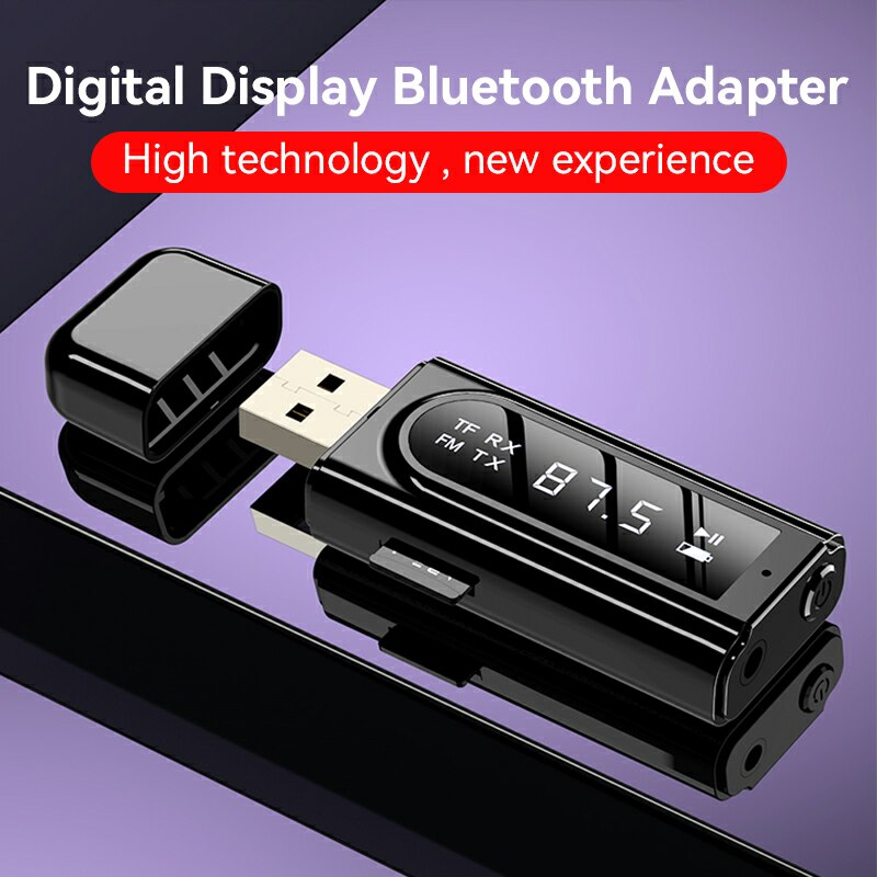 Ddj usb bluetooth 5.0 adapter, drahtloser sender mit lcd-display, usb-bluetooth-empfänger für fernseher, treiberloser usb-dongle 3.5mm