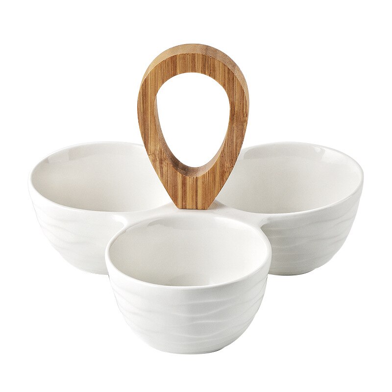 ceramic fruit platter Modern household living room fruit platter Dessert platter Dry fruit inventory Heart platter divided candy