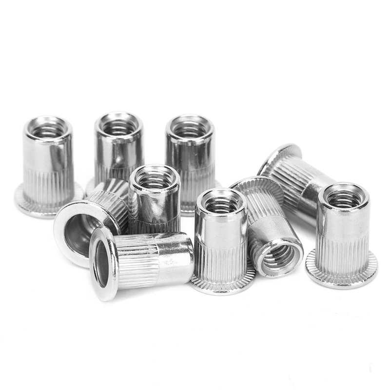 Rivet Nuts Stainless Steel Threaded Insert Nutsert Rivnuts Ribbed Nut M6 Hardware Accessories