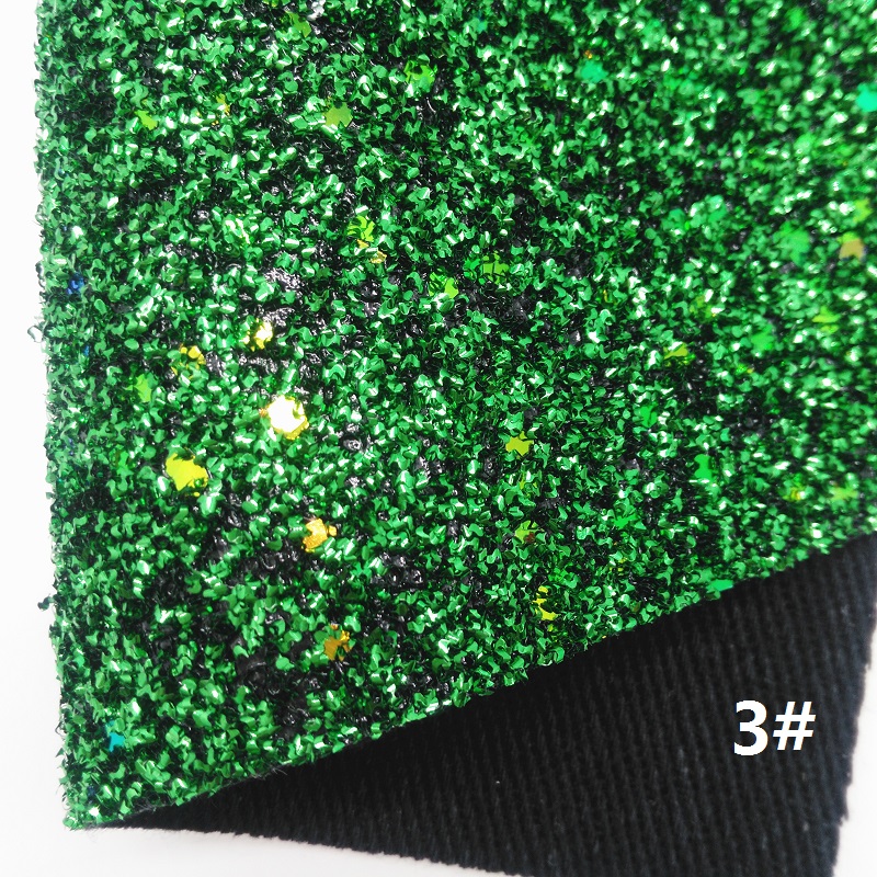 Grønt chunky glitter lærred , 8 " x11 " glitter lagner, imiteret læder lagen, chunky glitter hår sløjfe og ørering stof  xm017: 3