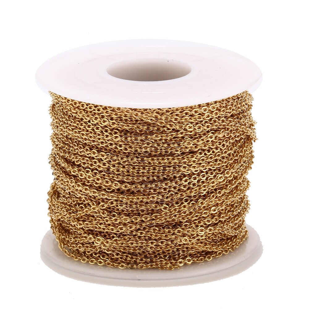 10 meter guld rustfrit stål kæde til armbånd metal halskæder 1.5mm rolo kabel kæder bulk diy smykker fremstilling
