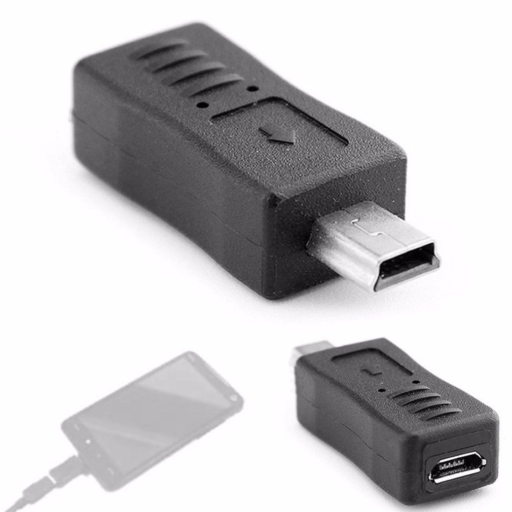 2pcs Black Micro USB Female to Mini USB Male Adapter Charger Converter Adaptor