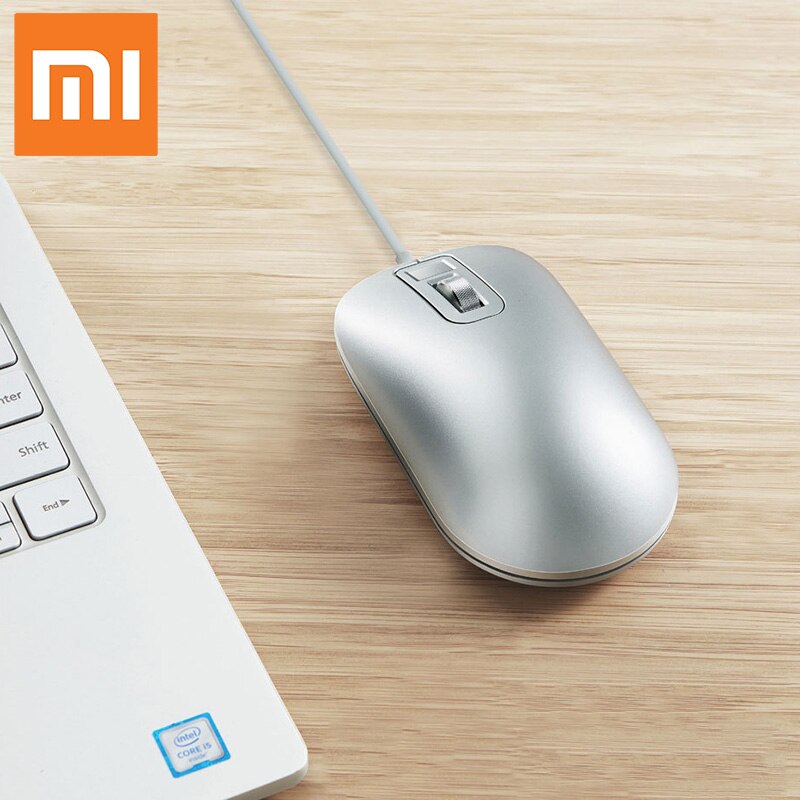Xiaomi Fingerprint identification Mouse USB interface for Windows10,8.1 Laptop Surface Desktop computer office Wired mouse: Silver
