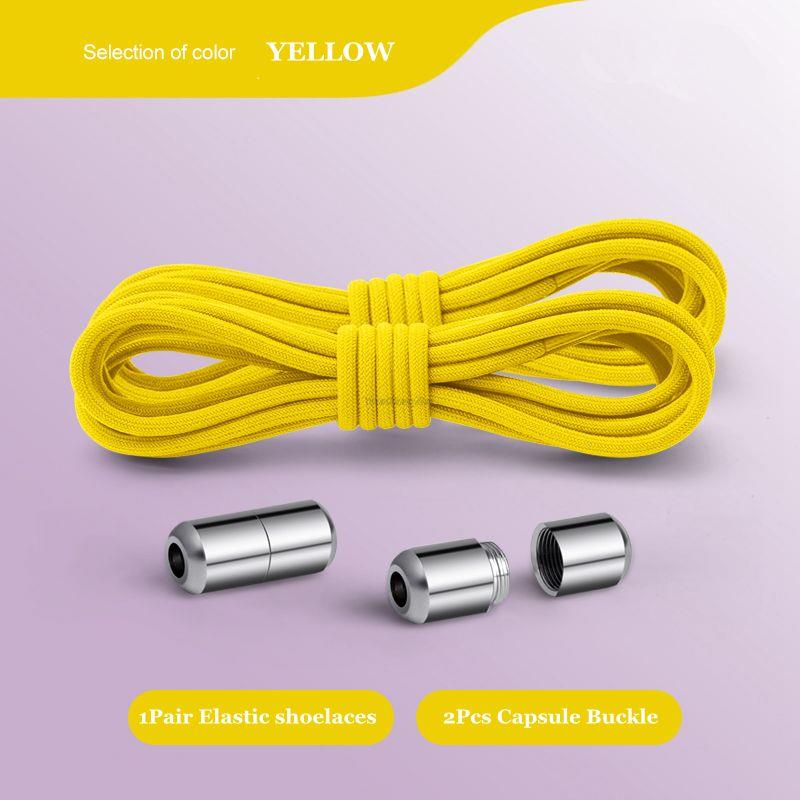 Lacets de chaussures sans cravate, lacets élastiques, baskets, lacets ronds sans attaches, chaussures rapides pour enfants et adultes, élastiques pour chaussures: Yellow