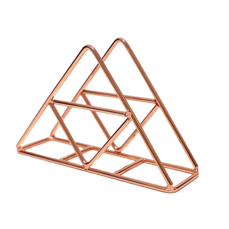 Luxe Retro Driehoek Servethouder Tissue Papier Rack Container Desktop Organzier Tafel Decoratie Voor Hotel Restaurant: Rose Gold