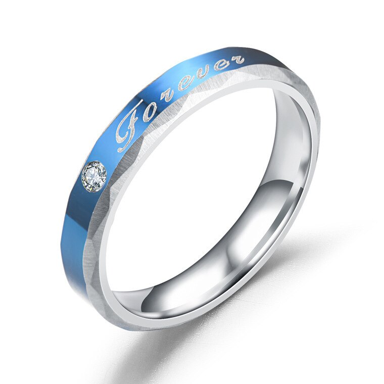 Aroutty – bague de mariage bleu pour homme et femme, en acier inoxydable, cœur de fiançailles, amour éternel