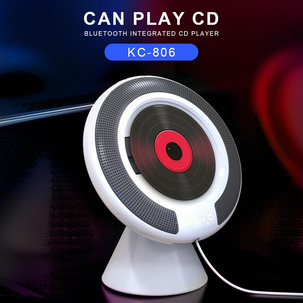 KC-806 Portable CD Player With Bluetooth Wall Mountable FM Radio Built-In HiFi Speakers With Remote Control Headphone Jack