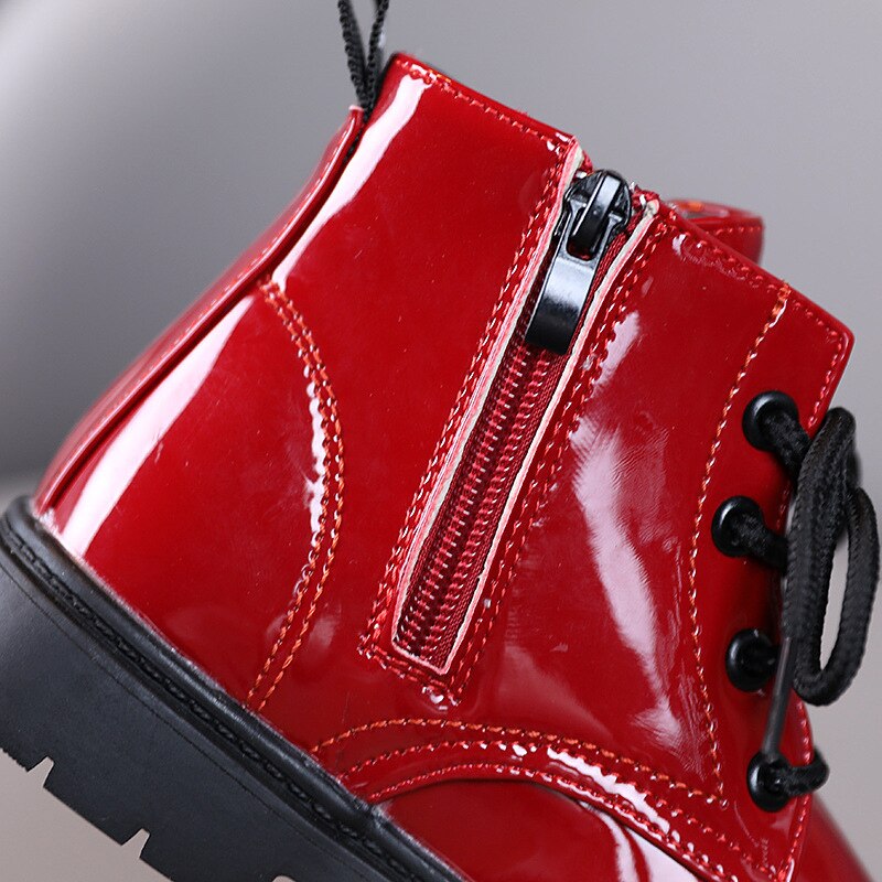 British Style Boys Martin Boots 2022 Autumn Kids PU Leather Botas Waterproof Girls Ankle Boots Baby Toddle Shoes