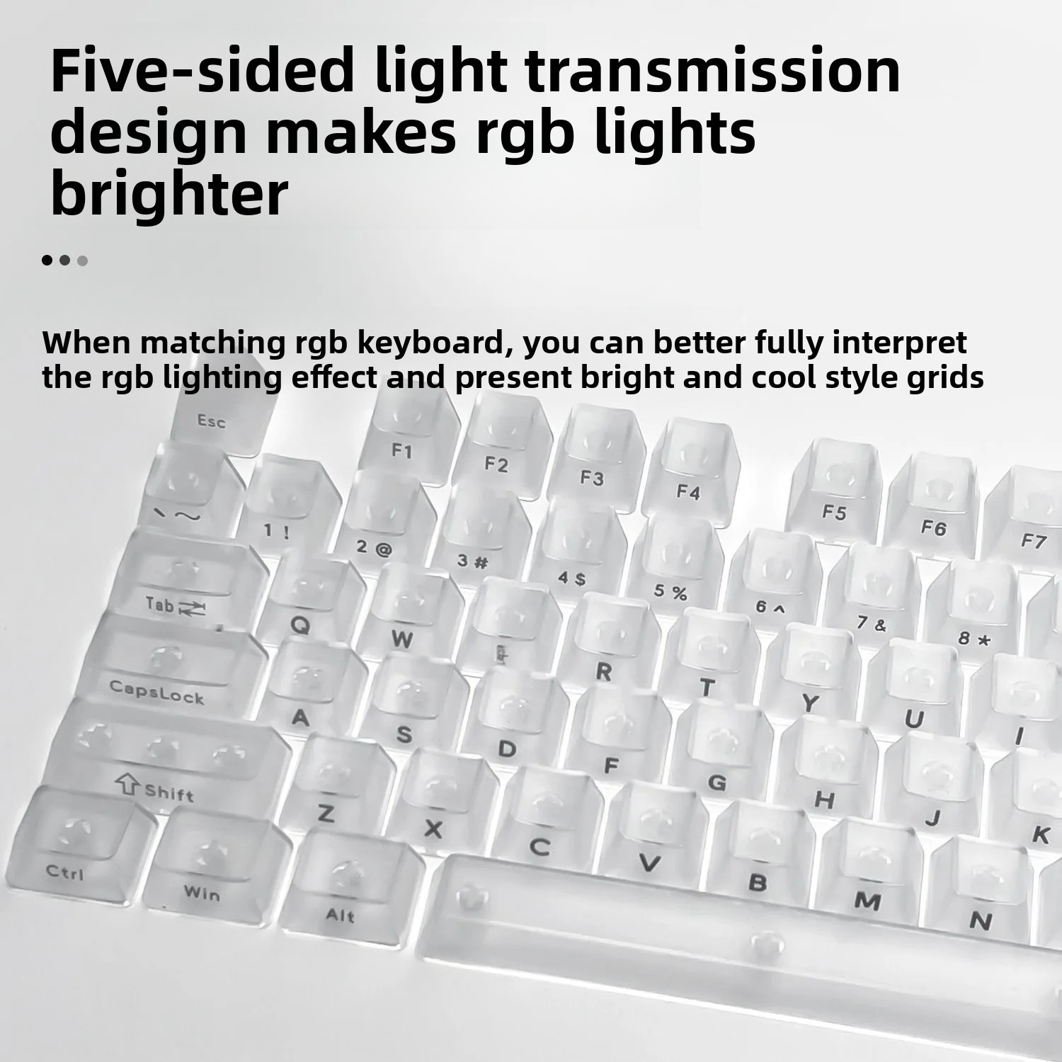 Customizable DIY Mechanical Keyboard Keycaps Transparent PC Material Foggy through Full Set of 132 Keys Computer Office