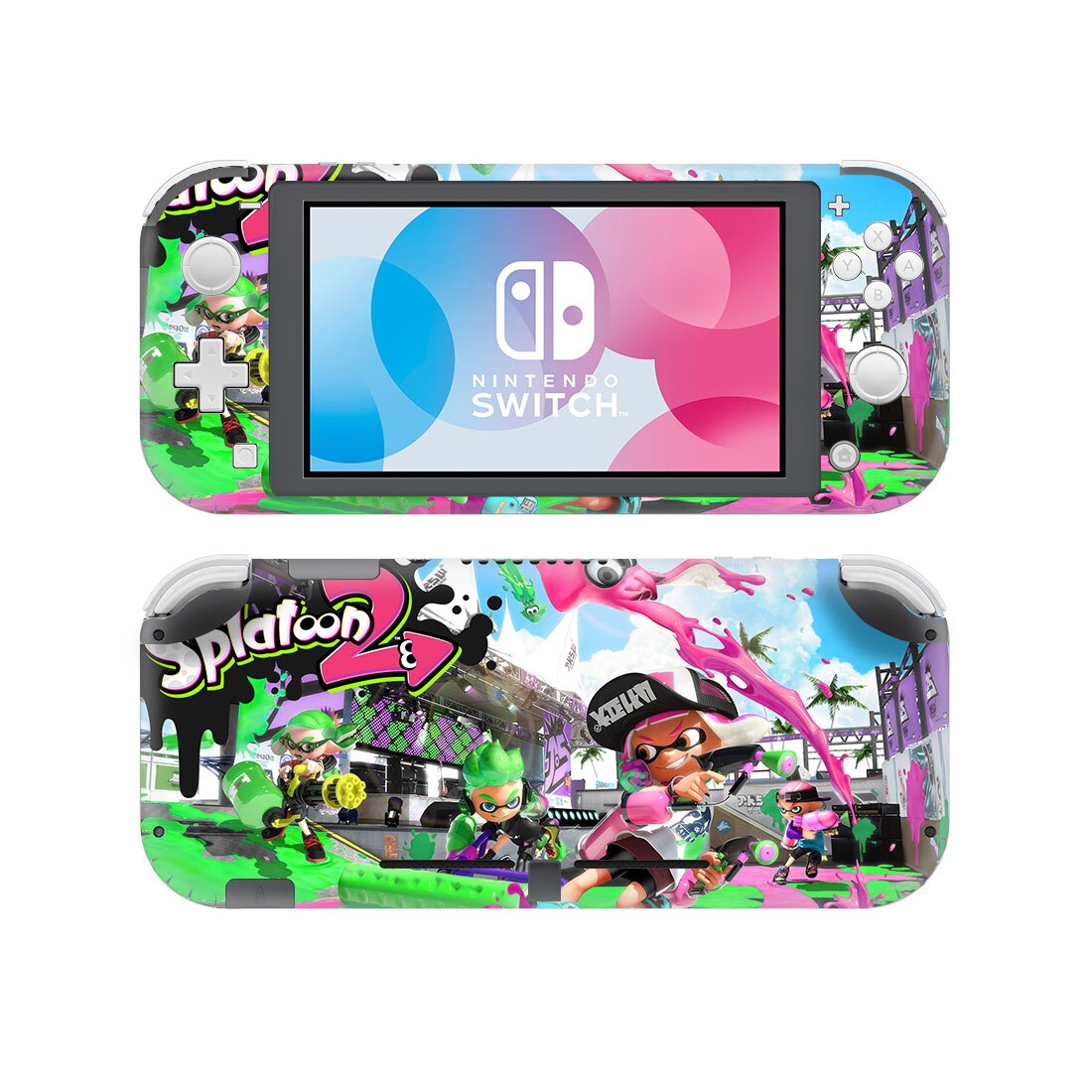 Splatoon-pegatina de piel de vinilo para Nintendo Switch Lite NSL, película protectora, cubierta, 13 estilos disponibles, 2 estilos